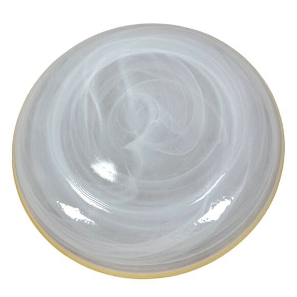 ArdaCam Art of Tabletop Turkish Glass Salad Plates Yellow White Swirl Lot of 4 - Picture 3 of 5